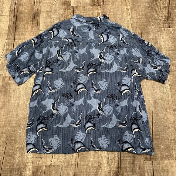 Puritan Men's Short Sleeve Sail Fish Print Rayon Hawaiian Shirt Blue XL Vintage - Picture 5 of 5